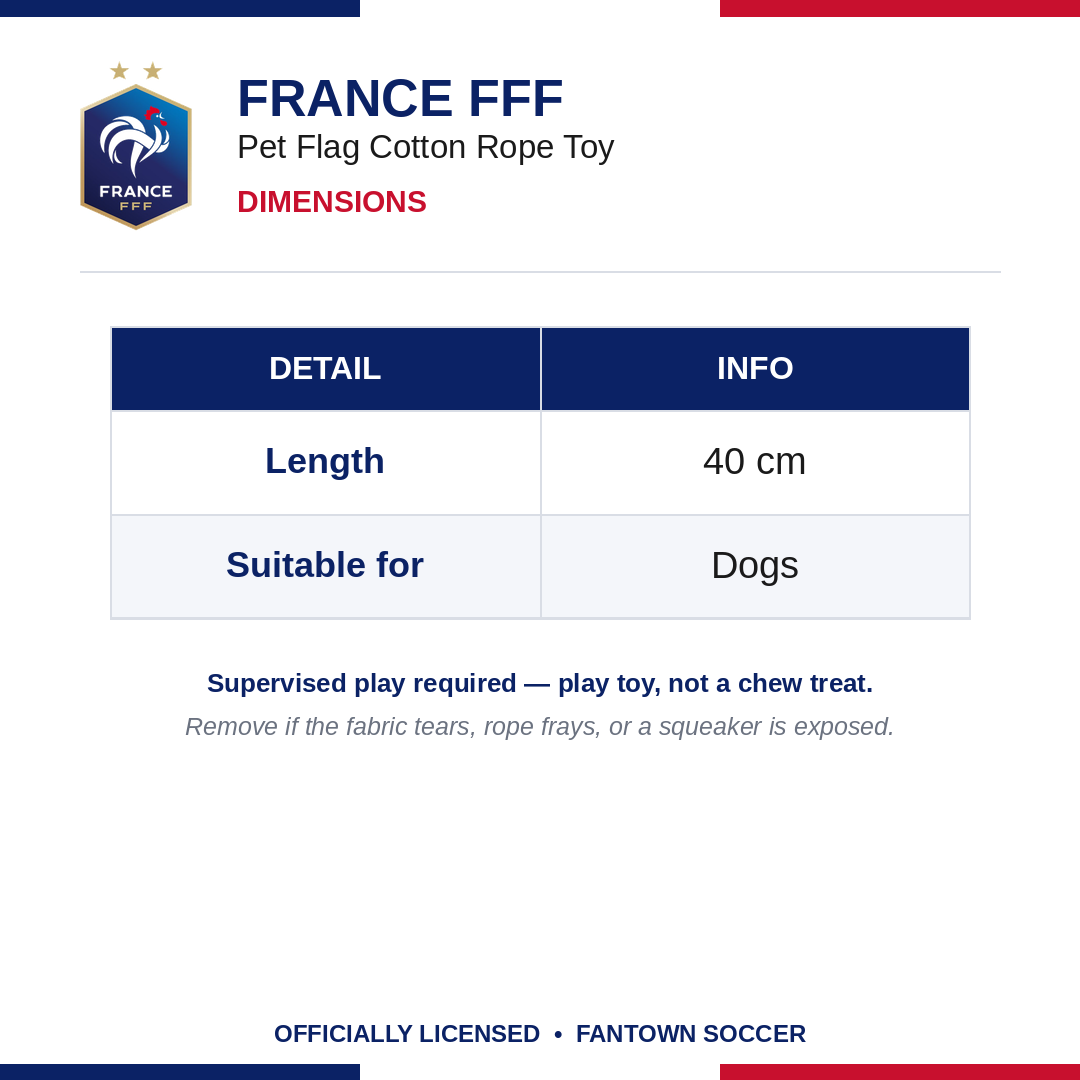 France FFF Pet Flag Cotton Rope Toy
